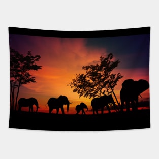 Elephants on the Savanna Tapestry