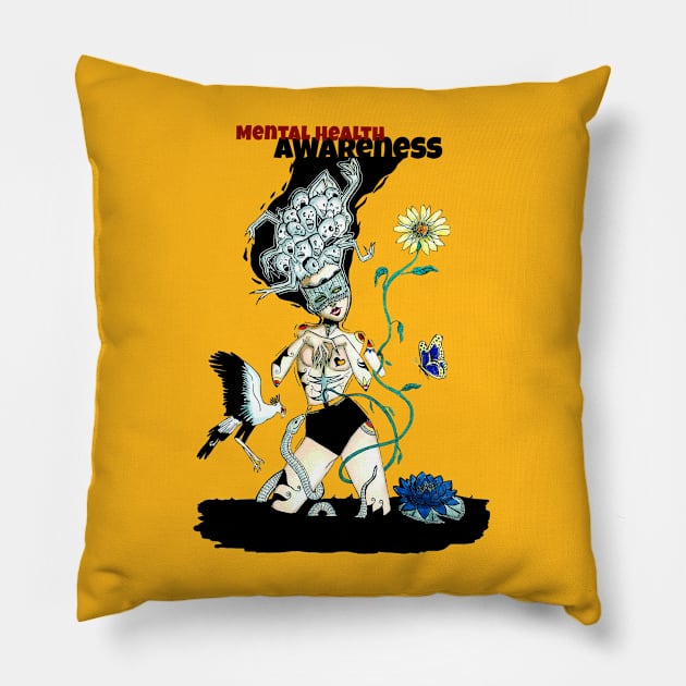 Voices in the head (mental health awareness) Pillow by rosana art