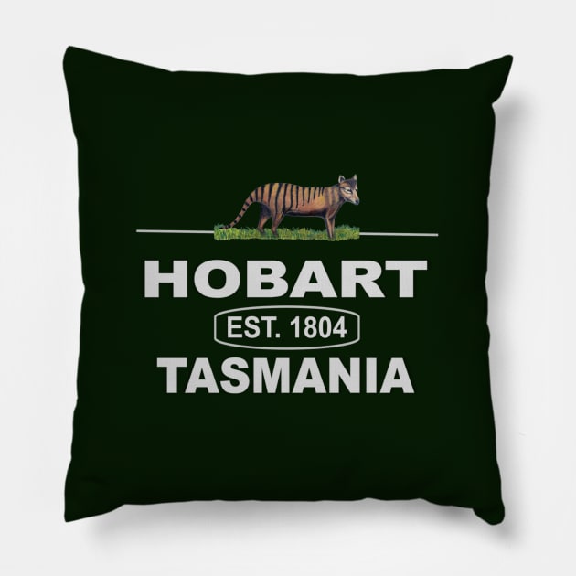 Hobart, Tasmania with Iconic Tasmanian Tiger Pillow by KC Morcom aka KCM Gems n Bling aka KCM Inspirations