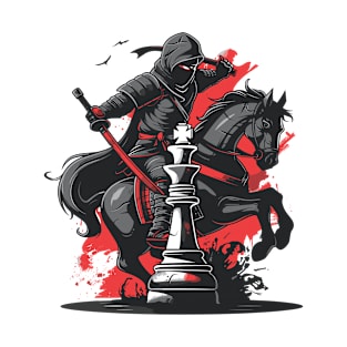 Retro Chess Ninja On Knight Ninja Board Game Chess Player T-Shirt