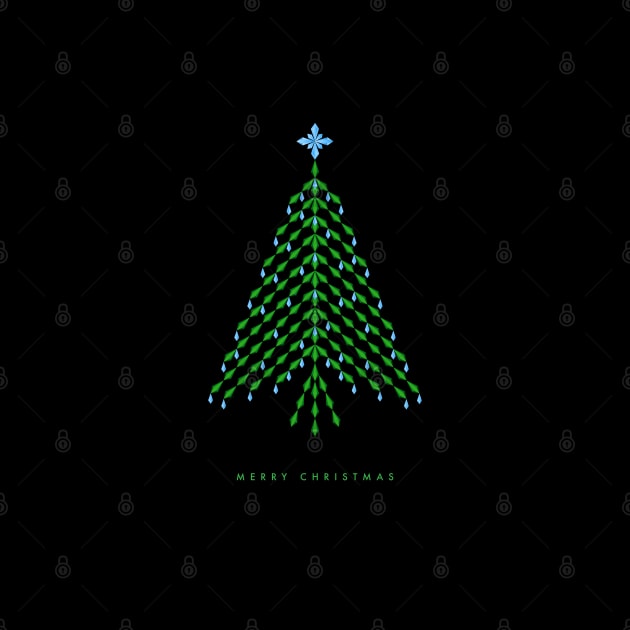 Merry Christmas with elegant blue and green crystal Christmas Tree by kindsouldesign