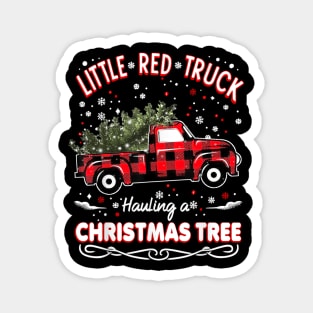 Vintage Wagon Red Truck Hauling A Christmas Tree Pajama Xmas Magnet