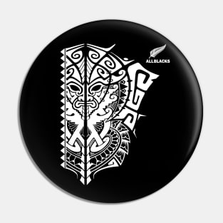 All Blacks Rugby New Zealand Maori Tattoo Warrior Mask Pin