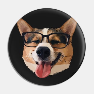 Corgi Dog with Glasses Pin