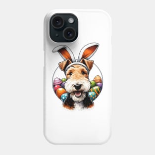 Wire Fox Terrier with Bunny Ears Celebrates Easter Festivities Phone Case