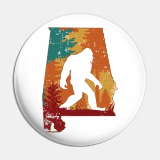 Bigfoot Retro Vintage Sasquatch Alabama Pin