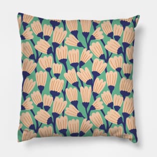 Happy blossom flower pattern in salmon and green Pillow