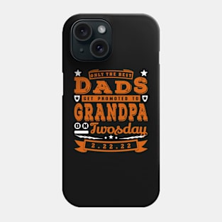 Promoted To Grandpa on Twosday Typography White Brown Text Phone Case