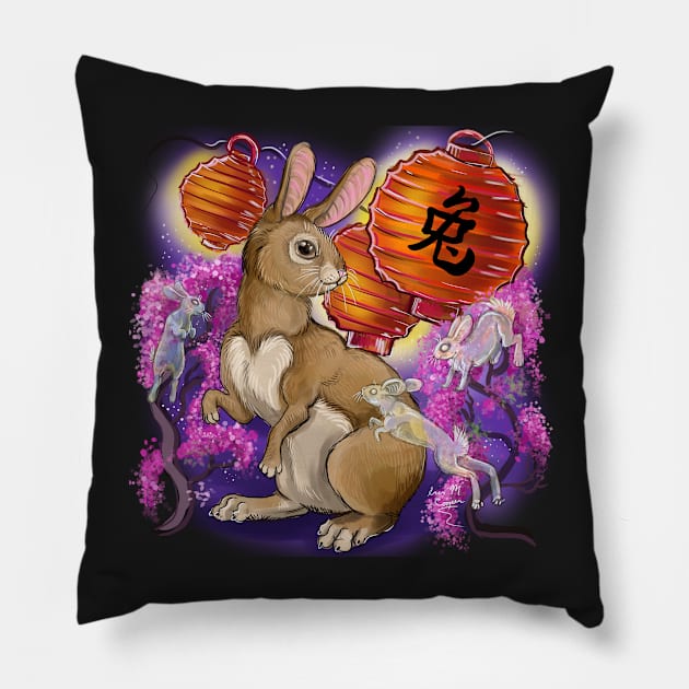 Chinese Year of the Rabbit Pillow by Shadowind