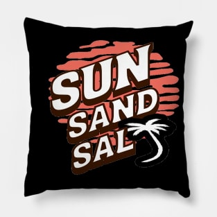 Sun Sand Salt Hello Summer Bye School Vintage Funny Surfer Riding Surf Surfing Lover Gifts Pillow