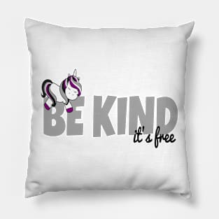 Be Kind, It's Free - Asexual Unicorn Pillow