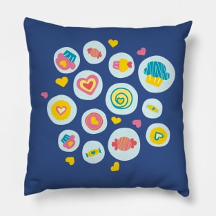 Blue circles sweet love Pillow