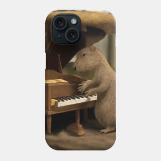 Groundhog playing piano under mushroom Phone Case