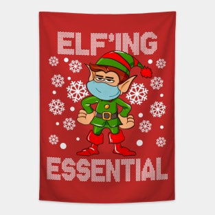 Elf'ing Essential Worker Elf Christmas 2020 Humor Tapestry