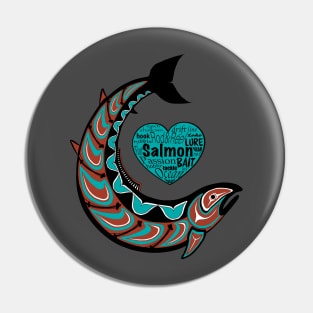 Pacific Northwest Salmon in teal and maroon Pin