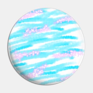 Blue stripes splashes Watercolor art Pin