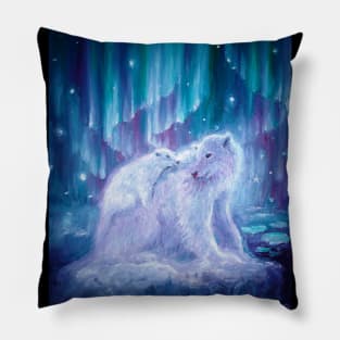 Polar bear mother  and baby Pillow