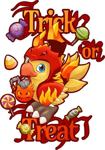 Trick or Treat Alpha and Omega - a Halloween dress up chocobo to enjoy the season with Kids T-Shirt by SamInJapan