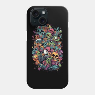 Colorful Cartoonish Skulls & Monsters Phone Case