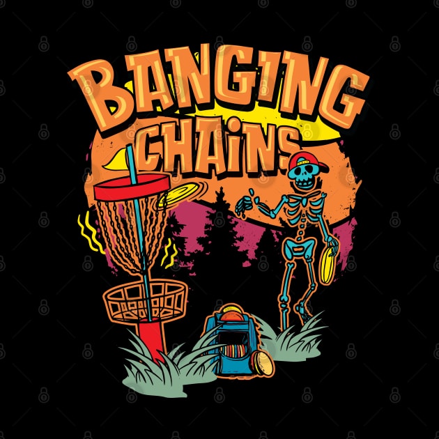 Banging Chains Skeleton with Golf discs for Men & Women by Graphic Duster