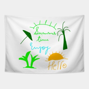 yellow blue green summer time background Tapestry