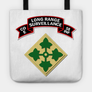 E Co 58th Infantry (Ranger) Scroll - LRRP w 4th ID Tote