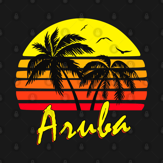 Aruba Retro Sunset by Nerd_art