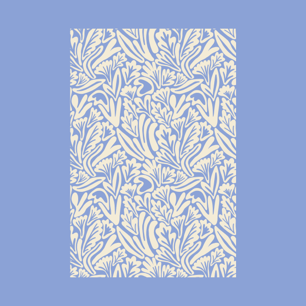 Abstract boho leaf and flower pattern in light blue by Natalisa