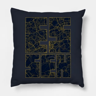 Essen, Germany City Map Typography - Gold Art Deco Pillow