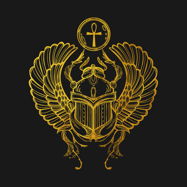 Scarab Golden (sacred symbol) - Ancient Egypt - T-Shirt | TeePublic