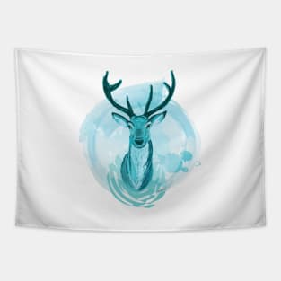 Blue Stag Illustration Tapestry