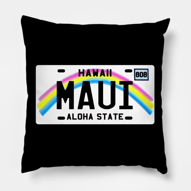 Maui license plate Pillow by Aloha Designs