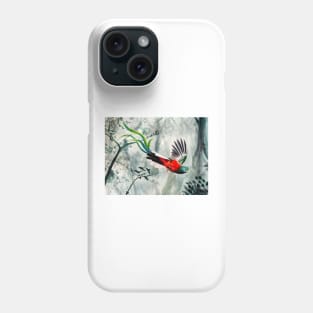 Quetzal Flying in Misty Forest Phone Case