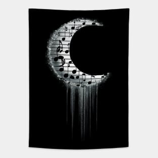 Romantic musical moon with melting musical notes Tapestry