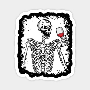 Halloween Shirt Wine Drinking Skeleton Skull Magnet