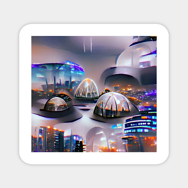 Futuristic Dome City Magnet by Mihadom