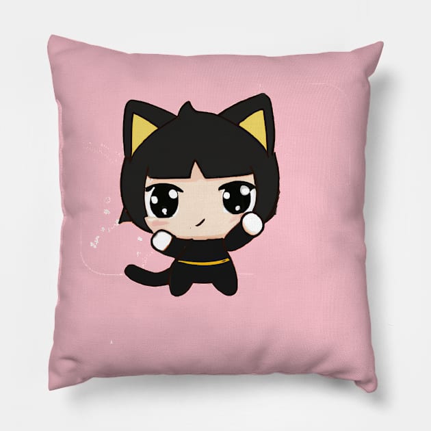 Boxing Black Cat Pillow by MGphotoart