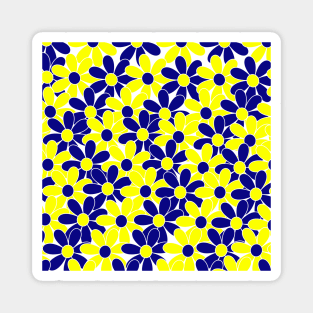 Down Syndrome Blue and Yellow Flower Pattern Magnet