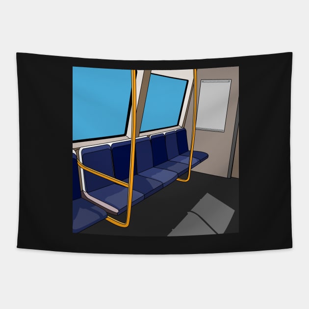 Transperth B-Series Train Interior Cartoon Tapestry by MOULE