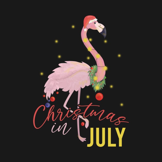 christmas in july summer flamingo by Ville Otila Abstract