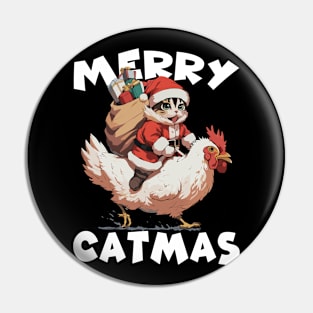 Merry Catmas - 2, Funny Cute Cat on a Chicken Pin