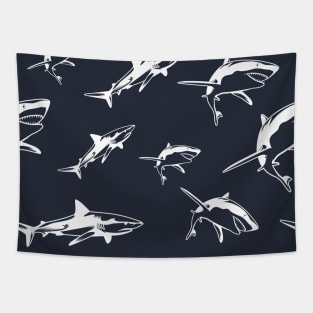 Shark Maritim nautical seamless pattern Tapestry