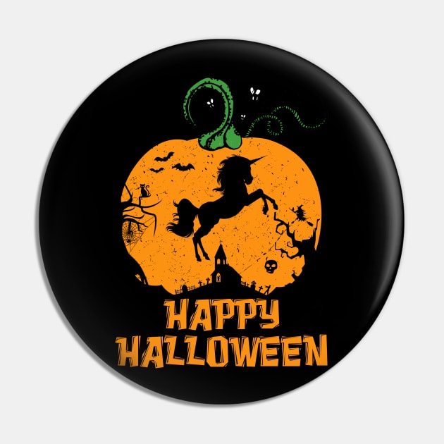 Happy Halloween Unicorn Pumpkin Pin by Sleazoid