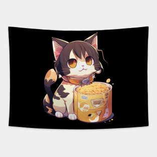 Kawaii Neko Cute Ramen Cat Japanese Noodle Anime Lover Tapestry