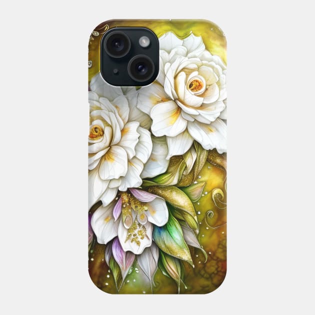 White Fantasy Flowers Phone Case by AnnieDreams