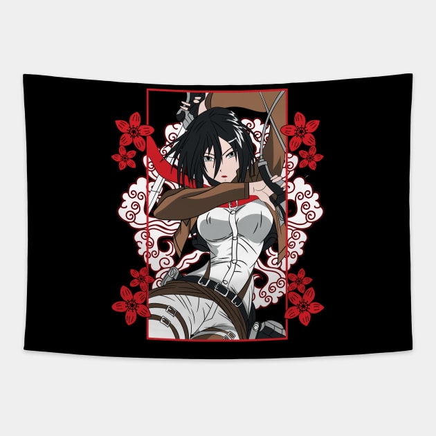 Mikasa Anime Fanart Tapestry by Planet of Tees