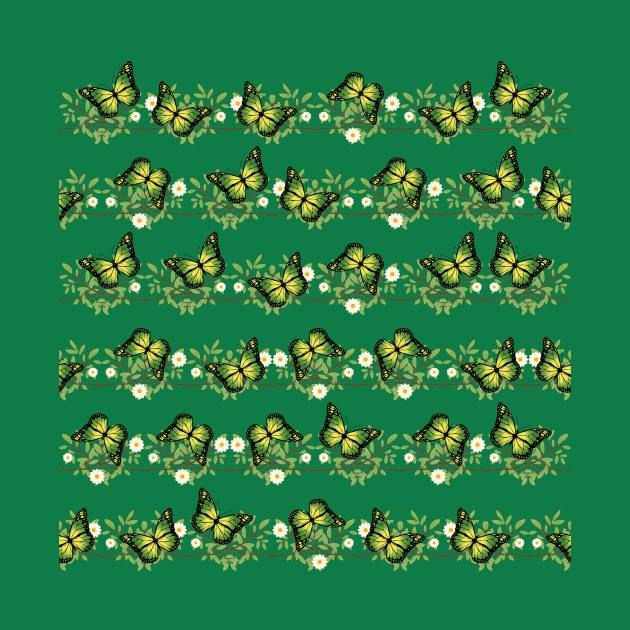 Green butterflies pattern by Gaspar Avila