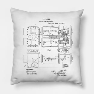 Duplex Pumping Engine Vintage Patent Hand Drawing Pillow