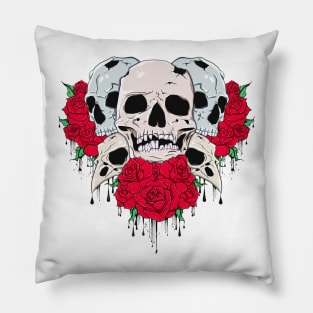 Dripping skulls and roses Pillow