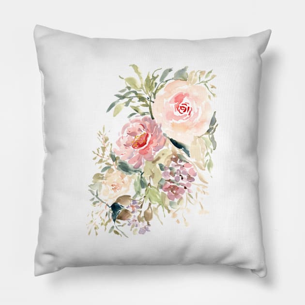 Botanical dainty watercolor floral bouquets Pillow by Harpleydesign